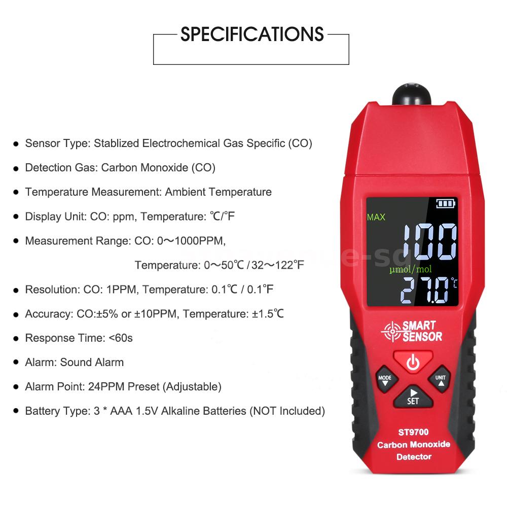 AU Carbon Monoxide Meter EMF Tester Combustible Gas ...